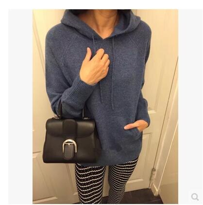 specials cashmere wool add thick women's hooded sweatshirts tie-collar pullover coat solid color retail wholesale M/L/XL