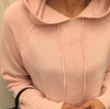 specials cashmere wool add thick women's hooded sweatshirts tie-collar pullover coat solid color retail wholesale M/L/XL