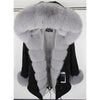 MaoMaoKong natural real fox fur Jacke coat Real Fox Fur Collar Cuff Hooded Coat Short Parka Long Camouflage winter jacket