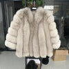 pink java QC8128 2017 new arrival FREE SHIPPING  women winter real fox fur coat  hot sale big fur long sleeve