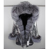 MaoMaoKong natural real fox fur Jacke coat Real Fox Fur Collar Cuff Hooded Coat Short Parka Long Camouflage winter jacket
