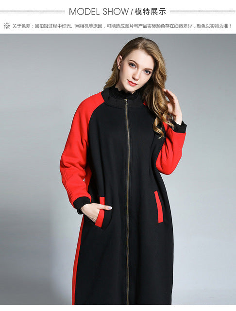 Fashion Autumn Winter Women  Sweatshirts 2017plus size Femme Patchwork Tops Warm Casual Casaco Feminino fleeceOuterwear Clothing
