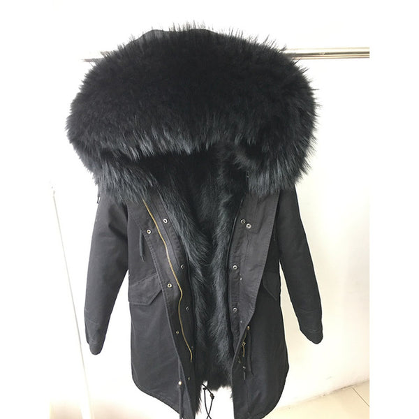 Natural fur lining parka Silver pu coat real fur coat winter jacket women natural raccoon fur collar warm thick parkas