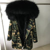 Natural fur lining parka Silver pu coat real fur coat winter jacket women natural raccoon fur collar warm thick parkas