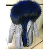 Natural fur lining parka Silver pu coat real fur coat winter jacket women natural raccoon fur collar warm thick parkas