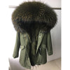 Natural fur lining parka Silver pu coat real fur coat winter jacket women natural raccoon fur collar warm thick parkas