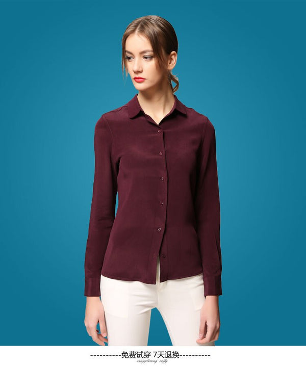 the new 2018 blockbuster silk women long sleeve cultivate one's morality spring pure color big yards of high-grade silk shirt