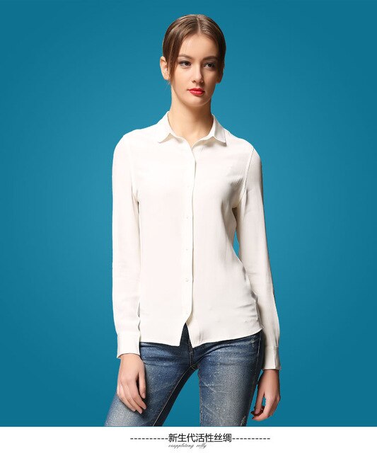 the new 2018 blockbuster silk women long sleeve cultivate one's morality spring pure color big yards of high-grade silk shirt
