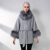 JELUDA Hot Sale Cashmere Coat Women Sleeve Collar With Natural Real Fox Fur Genuine Leather Jacket Women Overcoat Real Fur Coat