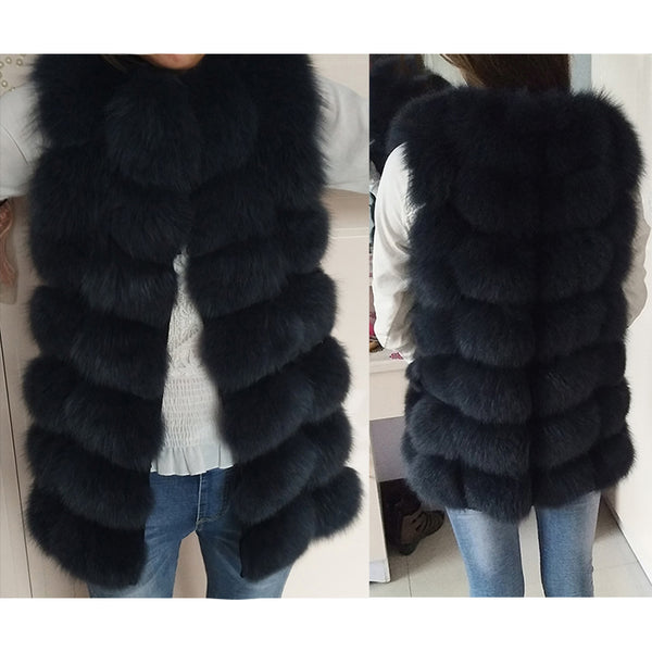 Natural Real Fox Fur Vest Jacket Waistcoat Short sleeveless Vestwoman winter warm Natural Fur Vest Real Fur Jacket Fox Fur Coats