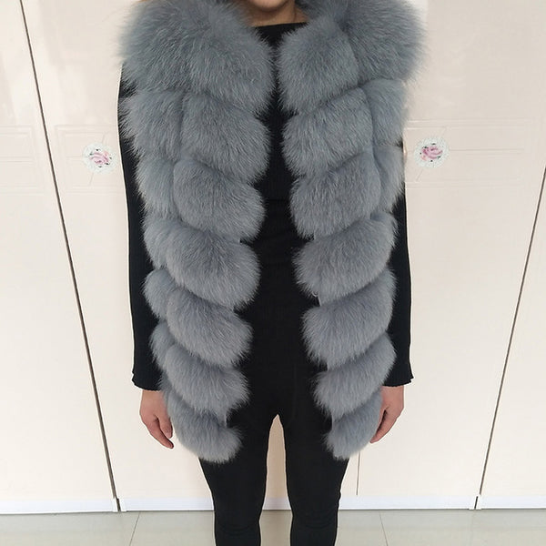 Natural Real Fox Fur Vest Jacket Waistcoat Short sleeveless Vestwoman winter warm Natural Fur Vest Real Fur Jacket Fox Fur Coats