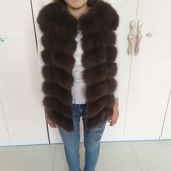 Natural Real Fox Fur Vest Jacket Waistcoat Short sleeveless Vestwoman winter warm Natural Fur Vest Real Fur Jacket Fox Fur Coats