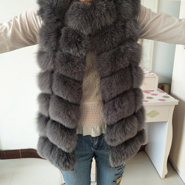 Natural Real Fox Fur Vest Jacket Waistcoat Short sleeveless Vestwoman winter warm Natural Fur Vest Real Fur Jacket Fox Fur Coats