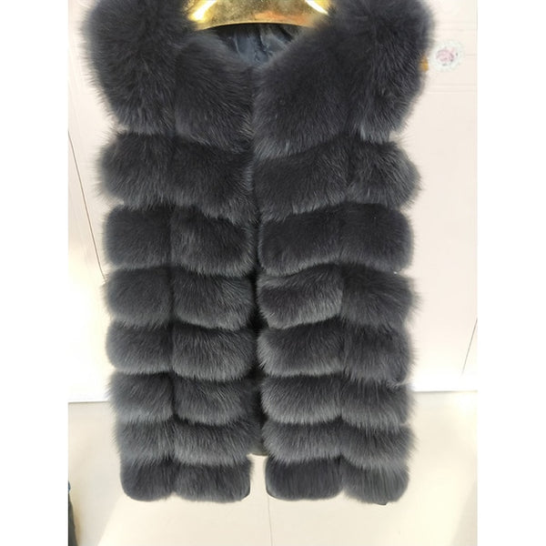 Natural Real Fox Fur Vest Natural Fur Coat For Jacket female coats Vest Waistcoat  long Fur Coats Real Fur Coat Fox Vest Jacket