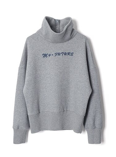 New Arrival 2018 casual loose fleeced letter embroidered turtleneck hoodies women