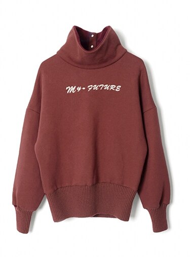 New Arrival 2018 casual loose fleeced letter embroidered turtleneck hoodies women