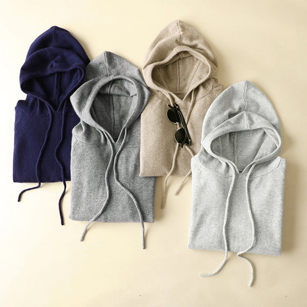 cashmere knit women new fashion drawstring hooded sweatshirts pullover light tan 5color S-3XL retail wholesale