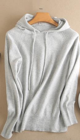 cashmere knit women new fashion drawstring hooded sweatshirts pullover light tan 5color S-3XL retail wholesale