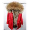 Natural fur lining parka Silver pu coat real fur coat winter jacket women natural raccoon fur collar warm thick parkas