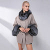 JELUDA Hot Sale Cashmere Coat Women Sleeve Collar With Natural Real Fox Fur Genuine Leather Jacket Women Overcoat Real Fur Coat