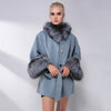 JELUDA Hot Sale Cashmere Coat Women Sleeve Collar With Natural Real Fox Fur Genuine Leather Jacket Women Overcoat Real Fur Coat