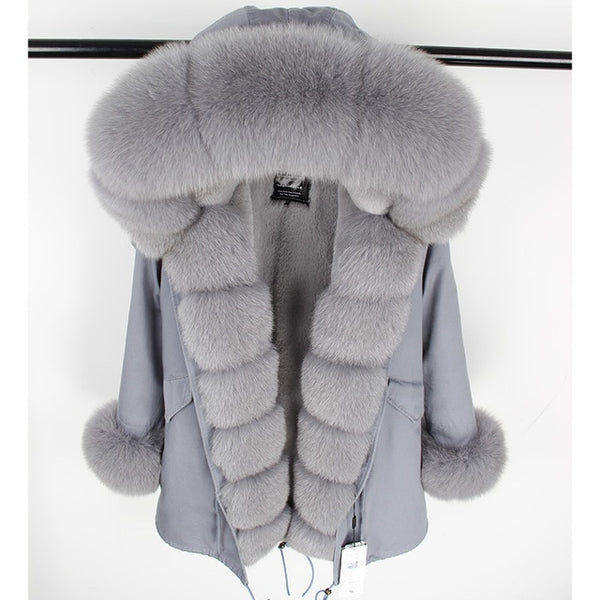 MAO MAO KONG Camouflage winter jacket women outwear thick parkas natural real fox fur collar coat