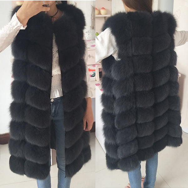 Natural Fox Fur Coat 100% Real Fox Fur Vest Jacket 2018 Women's pretty Warm Coat. Natural Real Fur Coat Jacket Real Fur Coats
