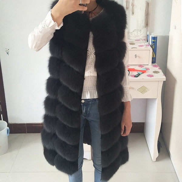 Natural Fox Fur Coat 100% Real Fox Fur Vest Jacket 2018 Women's pretty Warm Coat. Natural Real Fur Coat Jacket Real Fur Coats