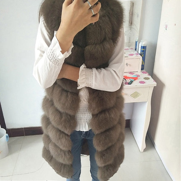 Natural Fox Fur Coat 100% Real Fox Fur Vest Jacket 2018 Women's pretty Warm Coat. Natural Real Fur Coat Jacket Real Fur Coats