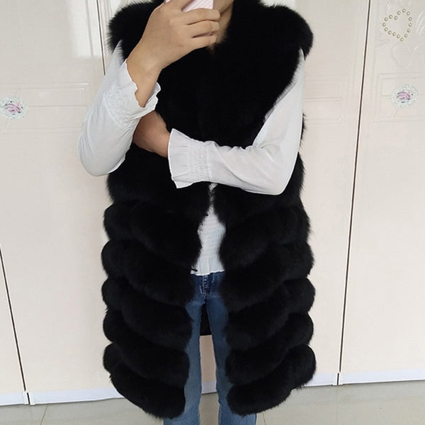 Natural Fox Fur Coat 100% Real Fox Fur Vest Jacket 2018 Women's pretty Warm Coat. Natural Real Fur Coat Jacket Real Fur Coats