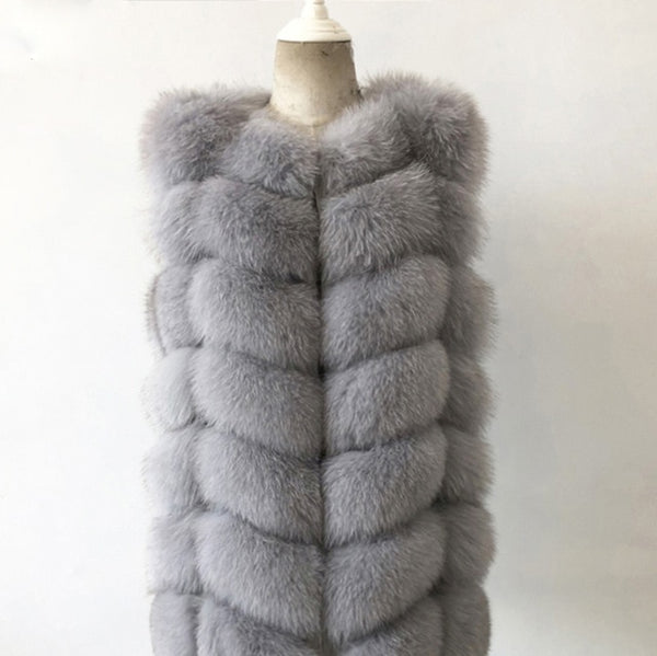 Natural Fox Fur Coat 100% Real Fox Fur Vest Jacket 2018 Women's pretty Warm Coat. Natural Real Fur Coat Jacket Real Fur Coats