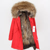 Natural fur lining parka Silver pu coat real fur coat winter jacket women natural raccoon fur collar warm thick parkas