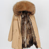 Natural fur lining parka Silver pu coat real fur coat winter jacket women natural raccoon fur collar warm thick parkas