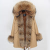 MAO MAO KONG Camouflage winter jacket women outwear thick parkas natural real fox fur collar coat