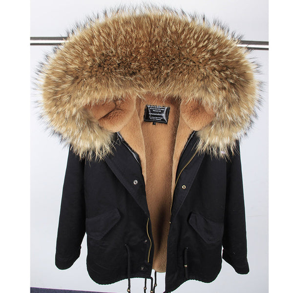 MAO MAO KONG Camouflage winter jacket women outwear thick parkas natural real fox fur collar coat