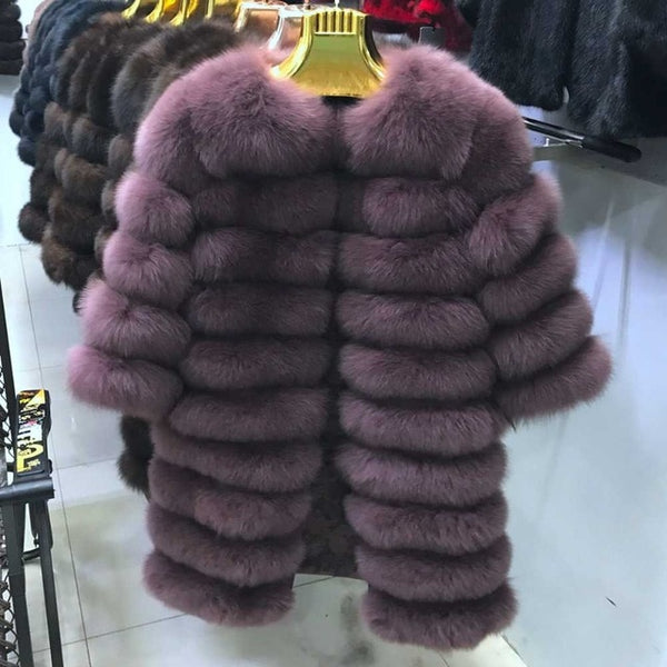 New Natural Real Fox Fur Coat Winter Women Long Style Genuine Real Fur Jacket Female Quality 100% Real Fox Fur Overcoats