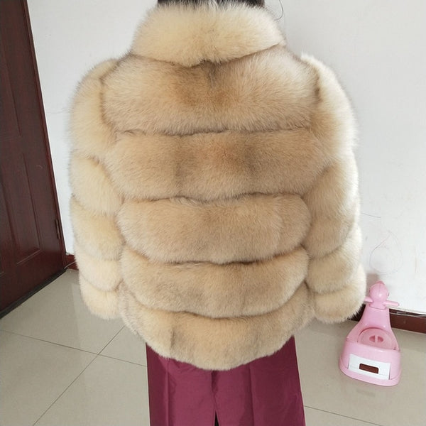 New brand winter true natural fox fur coat thick silver fox women's jacket fox fur coat collar