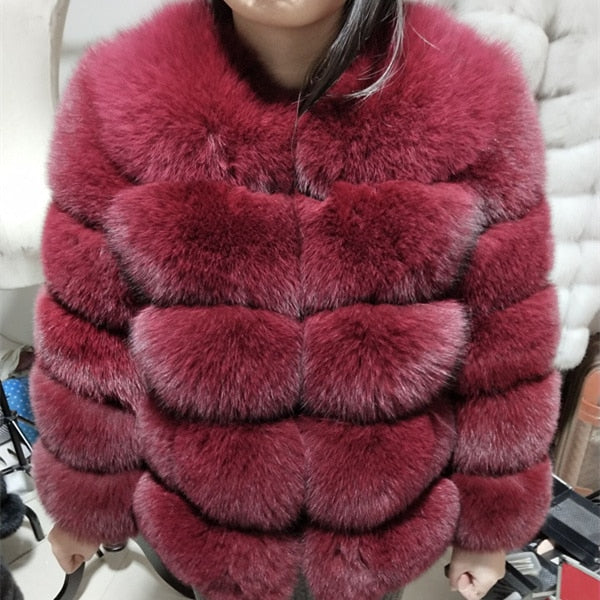 New brand winter true natural fox fur coat thick silver fox women's jacket fox fur coat collar