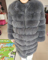New Brand Winter Real Blue Fox Fur Coat Thick Warm Imitation Of Sables Women's Light Brown Long Jacket The fox fur Coat