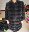 New Brand Winter Real Blue Fox Fur Coat Thick Warm Imitation Of Sables Women's Light Brown Long Jacket The fox fur Coat