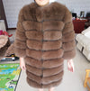 New Brand Winter Real Blue Fox Fur Coat Thick Warm Imitation Of Sables Women's Light Brown Long Jacket The fox fur Coat