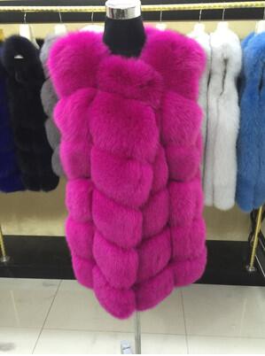 100% Real Fox Fur Vest Natural Whole Fox Fur Vest Gilet Women gilet en fourrure de renard Coat Plus Size S-6XL
