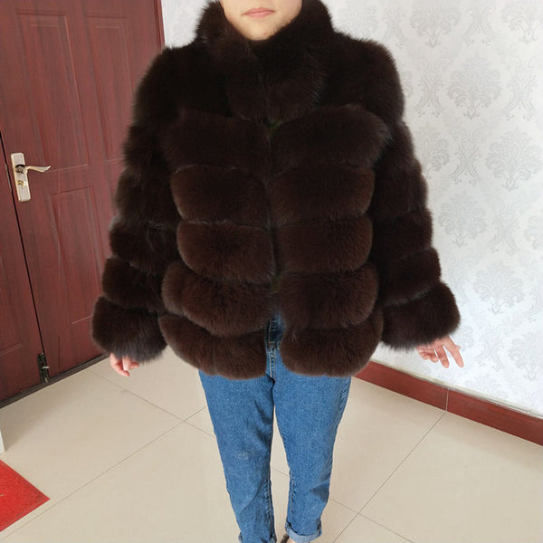 New brand winter true natural fox fur coat thick silver fox women's jacket fox fur coat collar