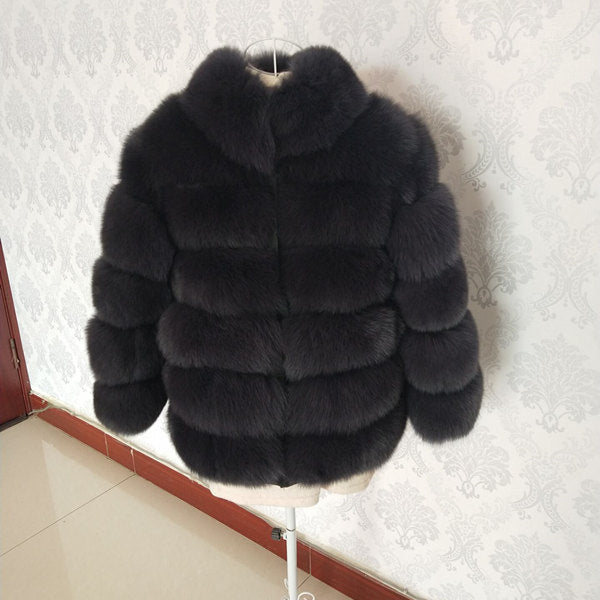 New brand winter true natural fox fur coat thick silver fox women's jacket fox fur coat collar