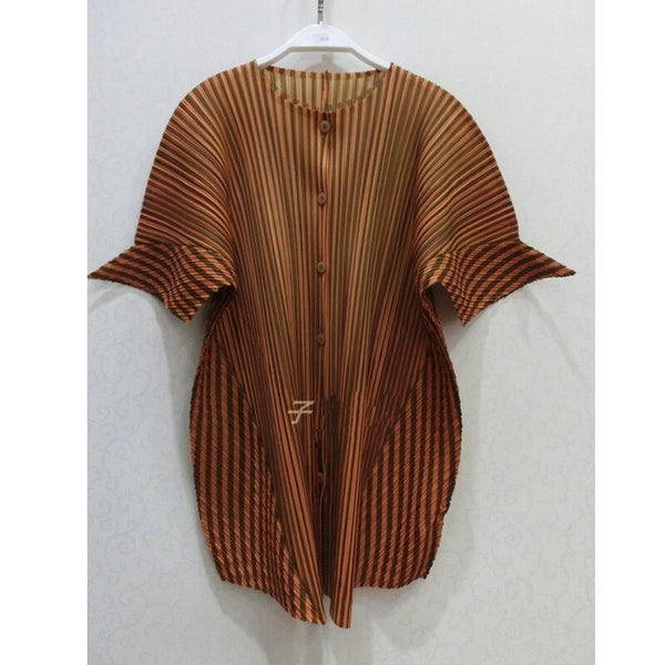 Changpleat 2019 Spring New stripe Women Shirt Blouse Miyak Pleated Fashion Design Single-breasted Loose Large Size Shirts Tide