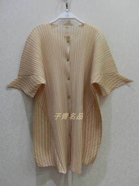 Changpleat 2019 Spring New stripe Women Shirt Blouse Miyak Pleated Fashion Design Single-breasted Loose Large Size Shirts Tide
