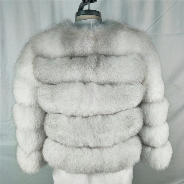 Women Warm Real Fox Fur Coat Short Slim Winter Genuine Fur Jacket Fashion Outwear Luxury Natural Fox Fur Coat For Girls FC-034