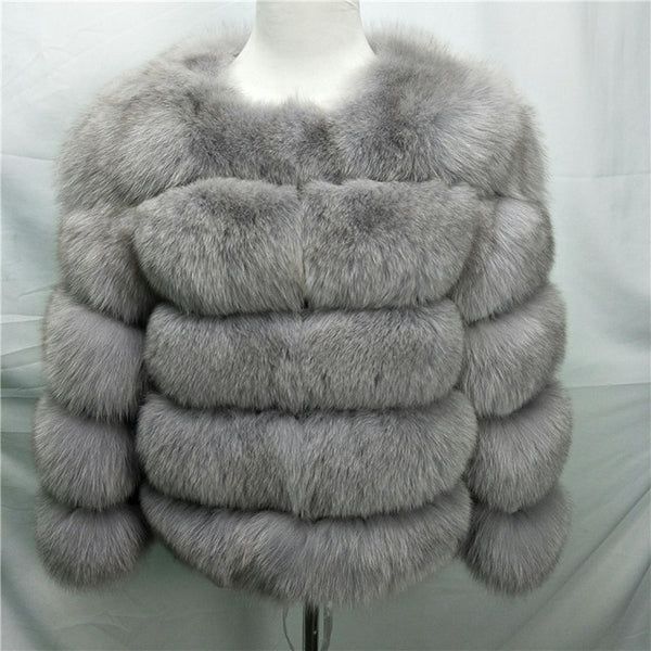 Women Warm Real Fox Fur Coat Short Slim Winter Genuine Fur Jacket Fashion Outwear Luxury Natural Fox Fur Coat For Girls FC-034