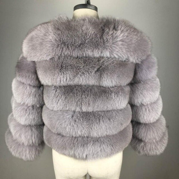 Women Warm Real Fox Fur Coat Short Slim Winter Genuine Fur Jacket Fashion Outwear Luxury Natural Fox Fur Coat For Girls FC-034