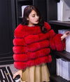 Women Warm Real Fox Fur Coat Short Slim Winter Genuine Fur Jacket Fashion Outwear Luxury Natural Fox Fur Coat For Girls FC-034
